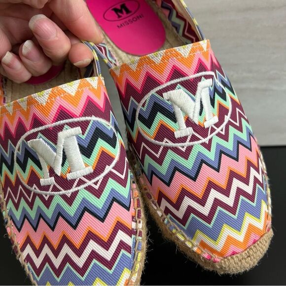 Authentic MISSONI Logo Embroidered Espadrilles Size 39 - Picture 3 of 9